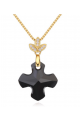 Collier femme fantaisie pendentif en forme de croix noire - Ref 21953 - 03