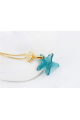 Collier etoile de mer pendentif bleu chaîne dorée - Ref 21954 - 02