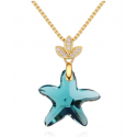 Collier etoile de mer pendentif bleu chaîne dorée - Ref 21954 - 04