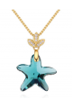 Collier etoile de mer pendentif bleu chaîne dorée - Ref 21954 - 04