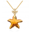 Collier pendentif etoile de mer pierre naturelle dorée - Ref 21955 - 04