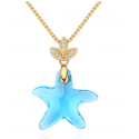 Collier Femme Avec Améthyste Et Pendentif étoile De Mer - Acier Inoxydable, Bijou élégant Pour Toutes Occasions