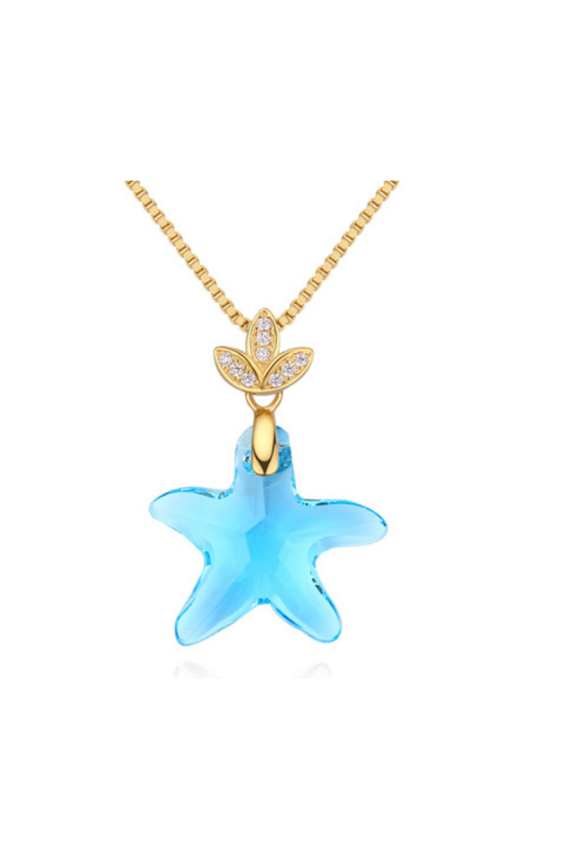Collier pour femme pierre cristal en forme étoile de mer - Ref 21956 - 01
