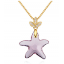 Collier femme ras du cou pendentif pierre cristal violet - Ref 21957 - 04