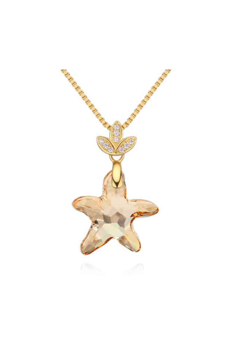 Pendentif argent femme collier chaîne dorée étoile de mer - Ref 21958 - 01