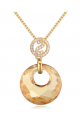 Collier cercle ajourée pierre cristal orange avec chaîne dorée - Ref 21969 - 03