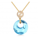 Bijoux collier femme bleu ciel pierre chaîne en argent doré - Ref 21970 - 04