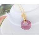 Collier femme pas cher avec pendentif pierre naturelle rose - Ref 21971 - 02