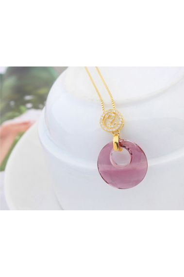 Collier femme pas cher avec pendentif pierre naturelle rose - 21971 #1