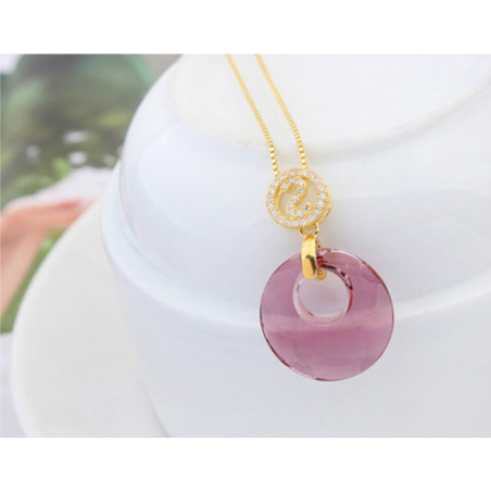 Collier femme pas cher avec pendentif pierre naturelle rose