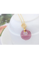 Collier femme pas cher avec pendentif pierre naturelle rose - Ref 21971 - 02