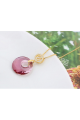 Collier femme pas cher avec pendentif pierre naturelle rose - Ref 21971 - 03