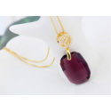 Bijoux fantaisie argent tendance avec jolie pierre violette - Ref 21975 - 02
