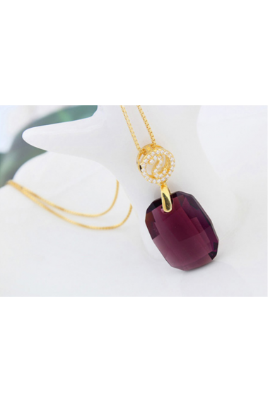 Bijoux fantaisie argent tendance avec jolie pierre violette - 21975 #1