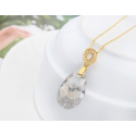 Collier cristal de roche pendentif goutte d’eau en argent - Ref 21977 - 03