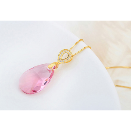Collier bijoux pas cher femme en argent avec pierre rose