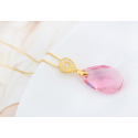 Collier bijoux pas cher femme en argent avec pierre rose - Ref 21979 - 04