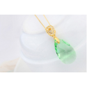 Collier ras du cou bijou tendance avec pierre verte - Ref 21981 - 04