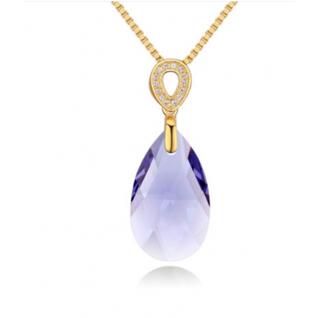 Collier pendentif améthyste pierre violette chaîne dorée