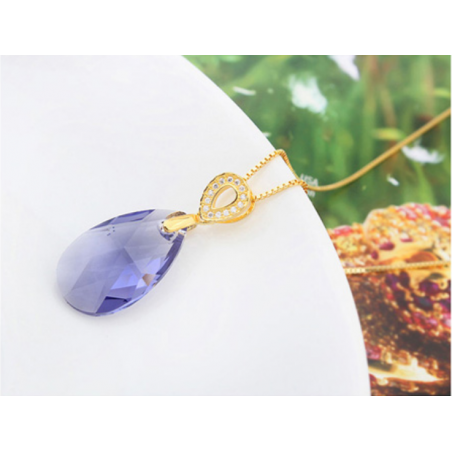 Collier Chaîne Pendentif Carré Pierre Homme Femme 65cm/lapis lazuli