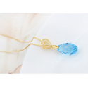 Collier tendance pendentif pierre goutte d’eau cristal bleu - Ref 21984 - 02