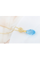 Collier tendance pendentif pierre goutte d’eau cristal bleu - Ref 21984 - 02