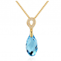 Collier tendance pendentif pierre goutte d’eau cristal bleu - Ref 21984 - 03