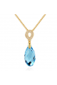 Collier tendance pendentif pierre goutte d’eau cristal bleu - Ref 21984 - 03