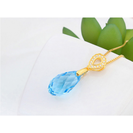 Collier Ras Du Cou Vintage - Gouttes D'eau En Cristal Taillé - Longueur 43,5 Cm - Occasion Bon état