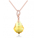Collier doré femme en argent pierre jaune et cristaux blanc - Ref 21988 - 03