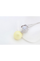 Collier avec une perle jaune et cristal blanc chaîne en argent - Ref 22014 - 04