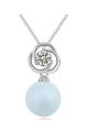 Parure bijoux fantaisie pendentif boule bleu ciel argent 925 - Ref 22015 - 02