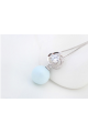 Parure bijoux fantaisie pendentif boule bleu ciel argent 925 - Ref 22015 - 03
