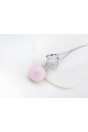 Collier grosse boule rose et cristal blanc avec chaîne argent - Ref 22016 - 04
