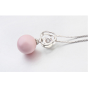 Collier grosse boule rose et cristal blanc avec chaîne argent - Ref 22016 - 05