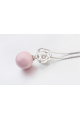 Collier grosse boule rose et cristal blanc avec chaîne argent - Ref 22016 - 05