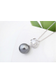 Collier chaine femme en argent sterling avec petite boule gris - Ref 22017 - 03