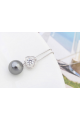 Collier chaine femme en argent sterling avec petite boule gris - Ref 22017 - 04