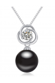 Collier ras de cou noir boule imitation perle argent pas cher - Ref 22019 - 02