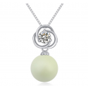 Collier perle blanche et cristal scintillant en argent sterling - Ref 22021 - 02