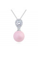 Collier rose joli pendentif boule et pierre cristal blanc étincelant - Ref 22043 - 02