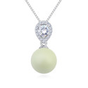 Bijoux collier femme en argent sterling avec boule blanche - Ref 22048 - 02