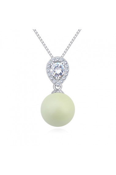 Bijoux collier femme en argent sterling avec boule blanche - 22048 #1