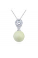 Bijoux collier femme en argent sterling avec boule blanche - Ref 22048 - 02