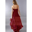 Rhinestone V Strapless Burgundy Asymmetric Cocktail Dresses - Ref C195 - 03