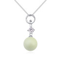 Parure bijoux fantaisie collier argent 925 avec pendentif boule - Ref 22050 - 02