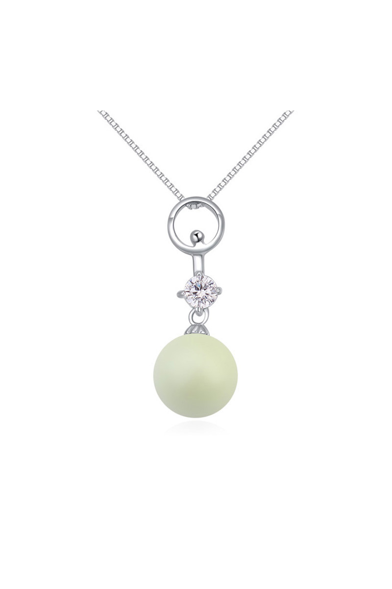 Parure bijoux fantaisie collier argent 925 avec pendentif boule - Ref 22050 - 01