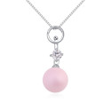 Bijoux collier rose pas cher en argent sterling avec boule - Ref 22051 - 02