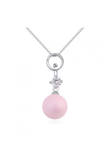 Bijoux collier rose pas cher en argent sterling avec boule - 22051 #1