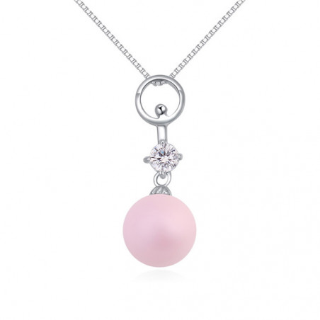Bijoux collier rose pas cher en argent sterling avec boule